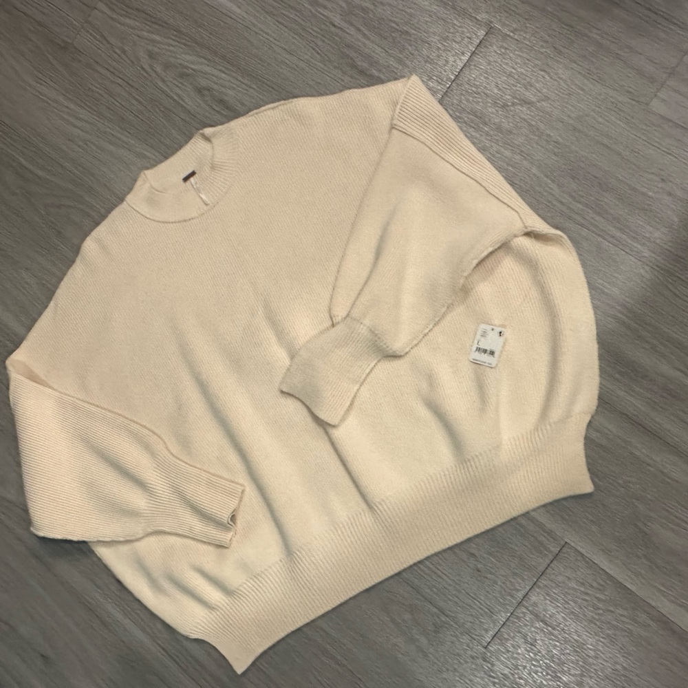 Free People Cream Crew Neck Sweater